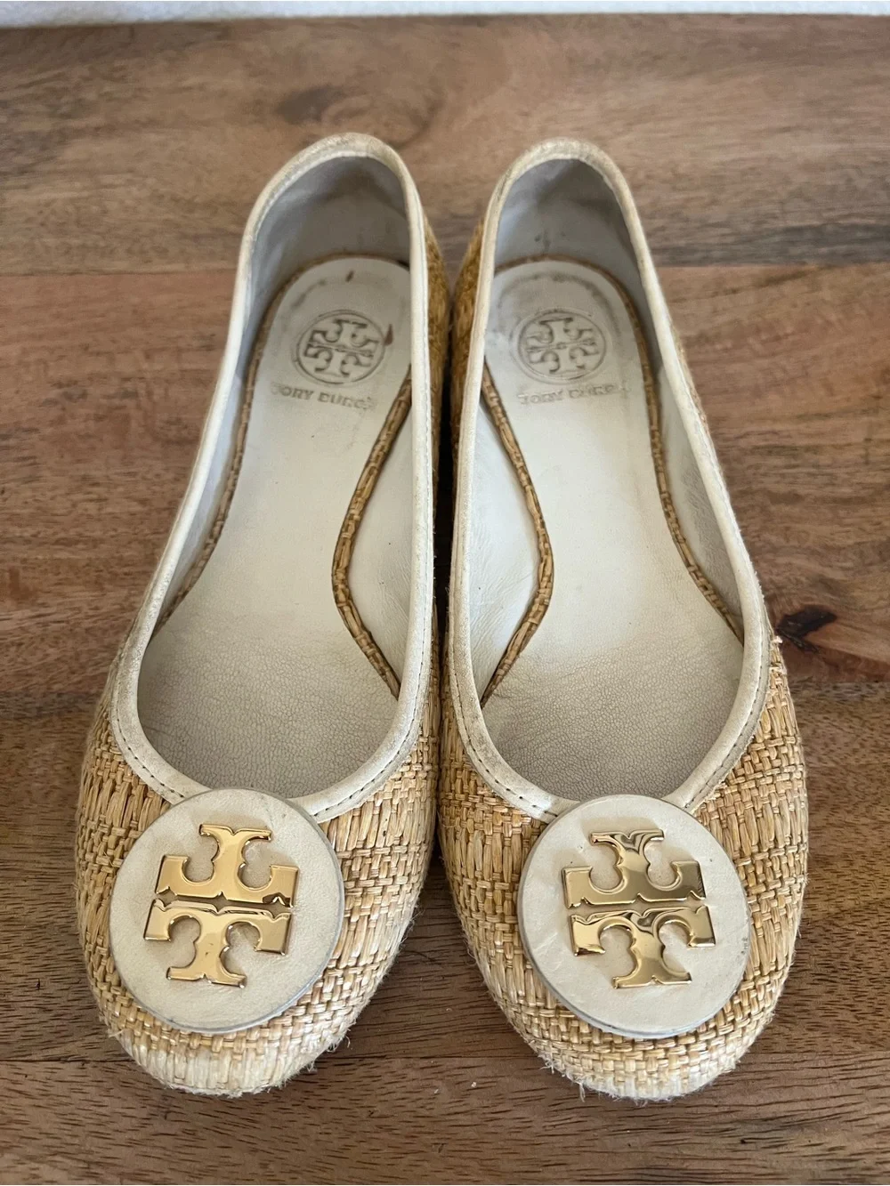 Tory Burch Reva Raffia Straw Ballet Flat Size 7M
